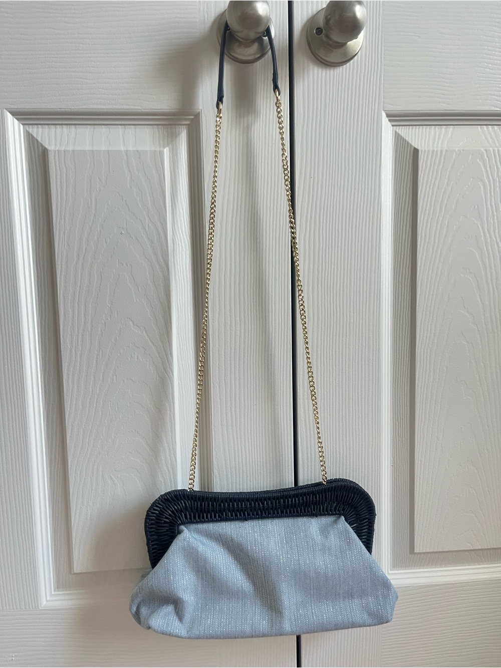 Talbots Navy Trim Light Blue Handbag - Picture 5 of 6